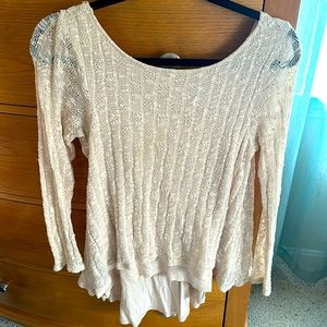 Cupio juniors size S tie back, low back sweater worn 1x